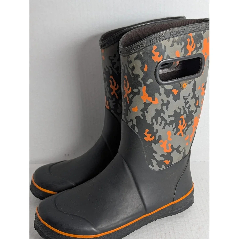 BOGS Neo Camo Waterproof Rain Boots Youth Size 6 Gray Orange Hunting